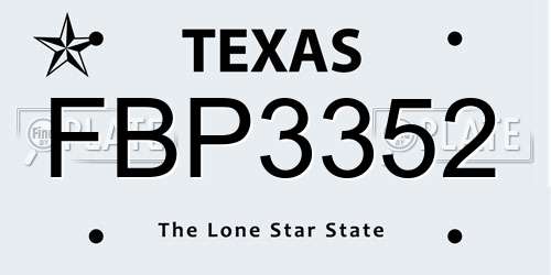 FBP3352 Texas License Plate