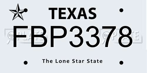FBP3378 Texas License Plate