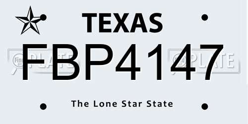 FBP4147 Texas License Plate