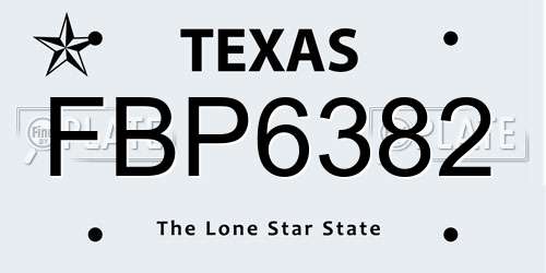 FBP6382 Texas License Plate