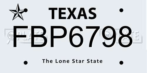 FBP6798 Texas License Plate