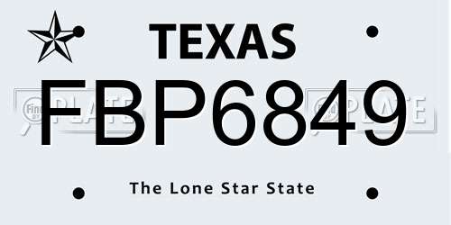 FBP6849 Texas License Plate