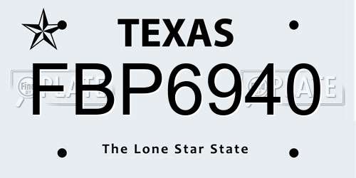 FBP6940 Texas License Plate