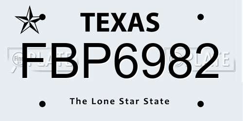 FBP6982 Texas License Plate