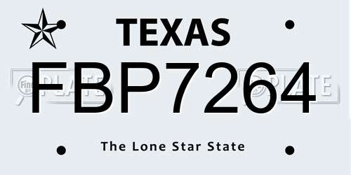 FBP7264 Texas License Plate