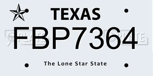 FBP7364 Texas License Plate
