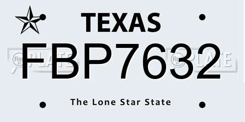 FBP7632 Texas License Plate