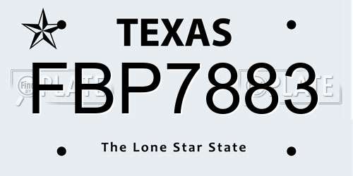 FBP7883 Texas License Plate
