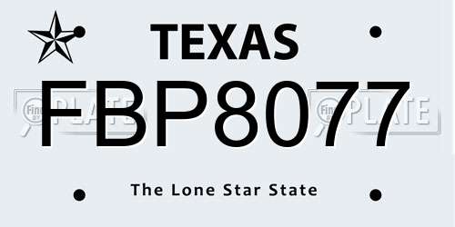 FBP8077 Texas License Plate