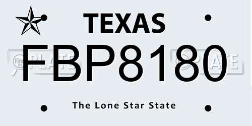 FBP8180 Texas License Plate