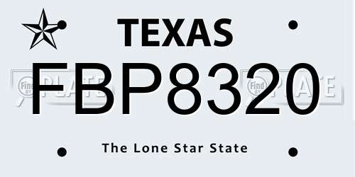 FBP8320 Texas License Plate