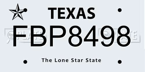 FBP8498 Texas License Plate