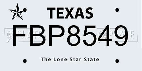 FBP8549 Texas License Plate