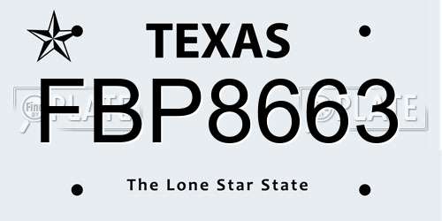 FBP8663 Texas License Plate