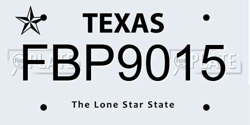 FBP9015 Texas License Plate