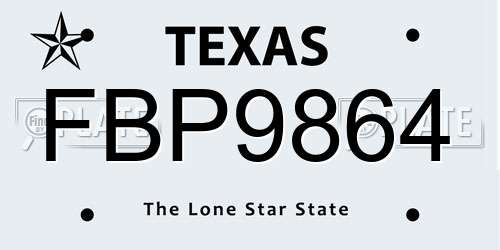 FBP9864 Texas License Plate
