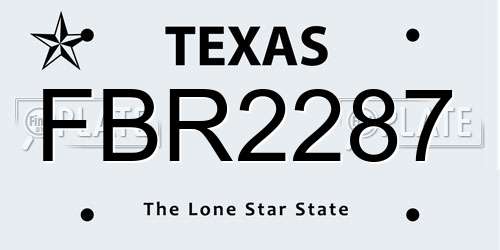FBR2287 Texas License Plate