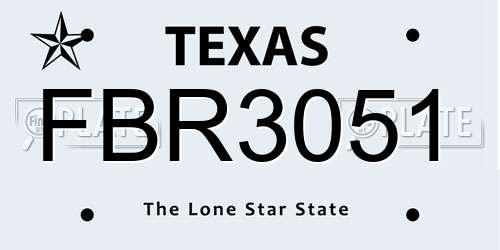 FBR3051 Texas License Plate