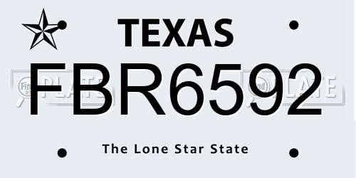 FBR6592 Texas License Plate