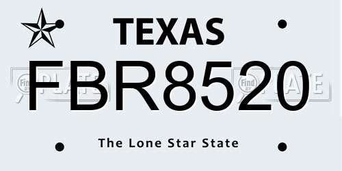 FBR8520 Texas License Plate