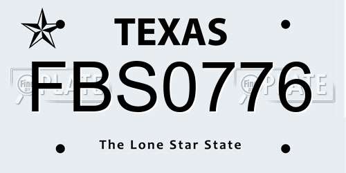 FBS0776 Texas License Plate