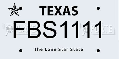 FBS1111 Texas License Plate