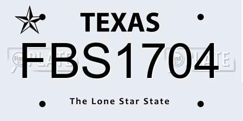 FBS1704 Texas License Plate