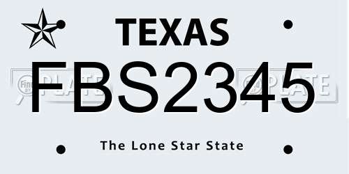FBS2345 Texas License Plate