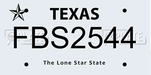 FBS2544 Texas License Plate