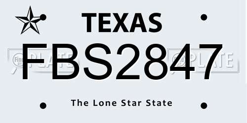 FBS2847 Texas License Plate