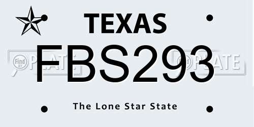 FBS293 Texas License Plate
