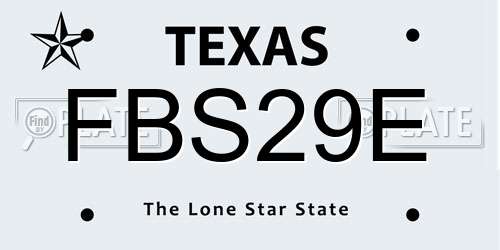 FBS29E Texas License Plate
