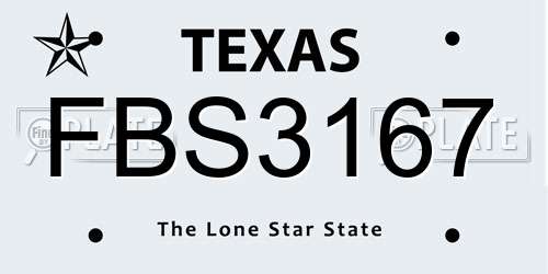 FBS3167 Texas License Plate
