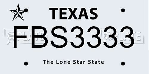FBS3333 Texas License Plate