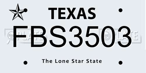 FBS3503 Texas License Plate