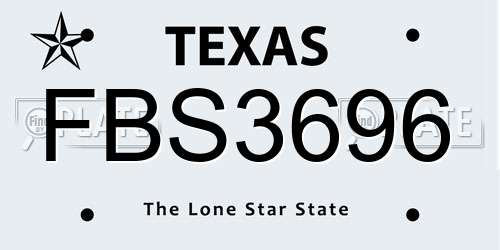 FBS3696 Texas License Plate