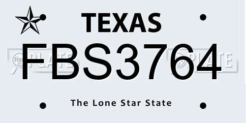 FBS3764 Texas License Plate