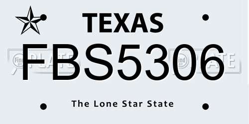 FBS5306 Texas License Plate