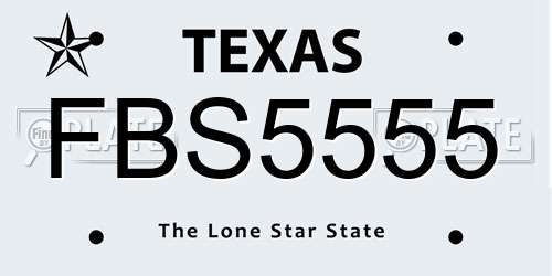 FBS5555 Texas License Plate