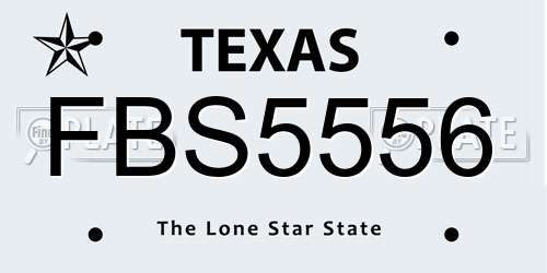 FBS5556 Texas License Plate