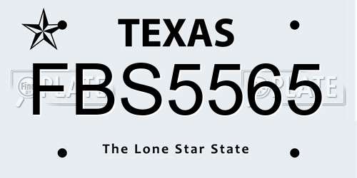 FBS5565 Texas License Plate