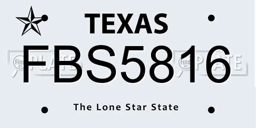 FBS5816 Texas License Plate