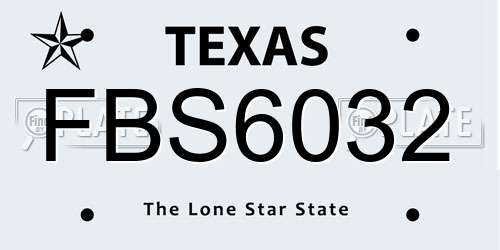 FBS6032 Texas License Plate