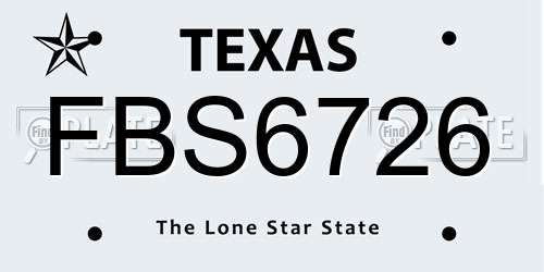 FBS6726 Texas License Plate