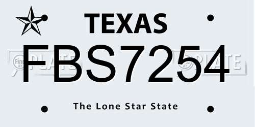 FBS7254 Texas License Plate