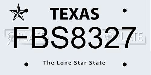 FBS8327 Texas License Plate