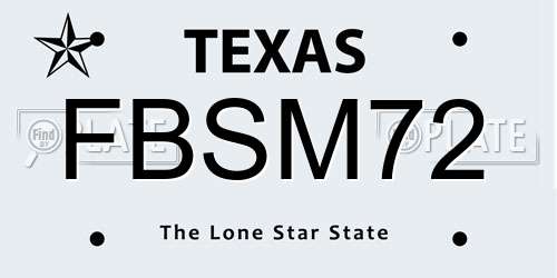 FBSM72 Texas License Plate