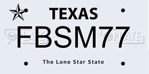 FBSM77 Texas License Plate