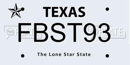 FBST93 Texas License Plate