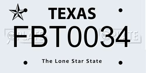 FBT0034 Texas License Plate